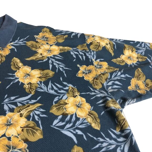 Vintage OP Sport Hawaiian Polo Shirt Mens XL Floral Retro Beach Aloha 90s Waffle - Picture 3 of 14